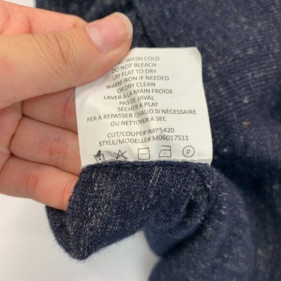 Vince Sweater Mens L Large Dark Navy Linen Wool Blend V Neck Pullover SpaceDye - Picture 10 of 12